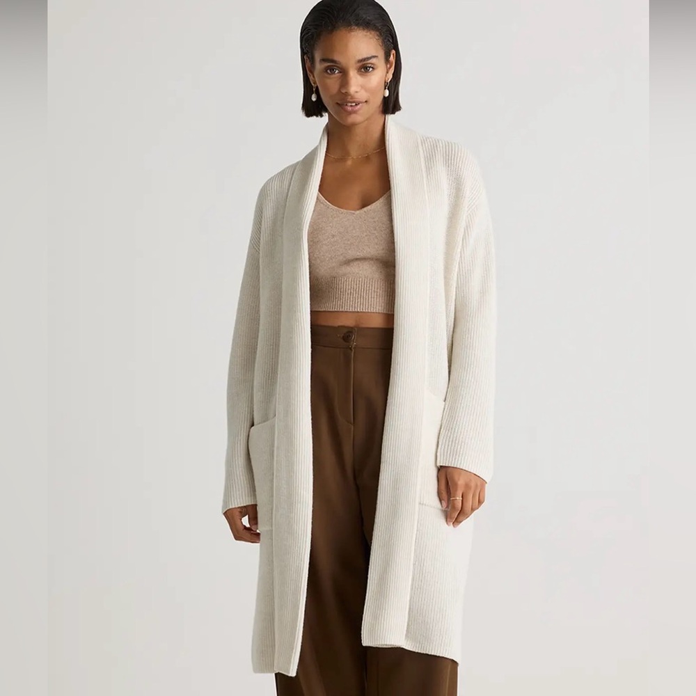 Quince Australian Merino Cream Sweater Duster Cardigan XS
